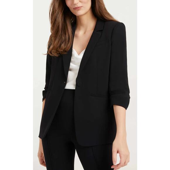 Cinq a Sept Khloe Ruched-Cuff Blazer in Black Women’s Sz. 12 - Picture 1 of 9
